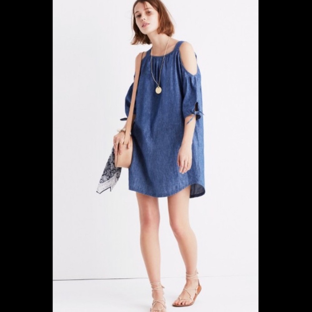 Madewell Chambray Cold Shoulder Dress